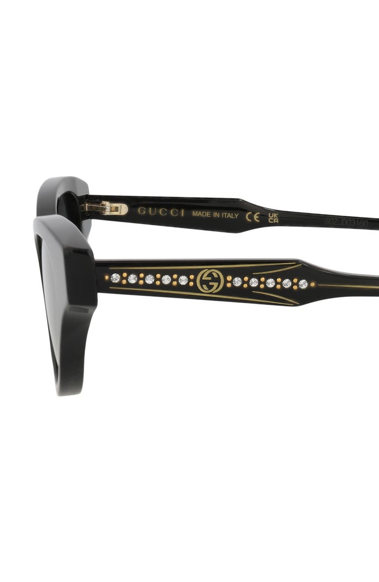 Gucci 51mm Cat Eye Sunglasses, Alternate, color, Black Black Grey