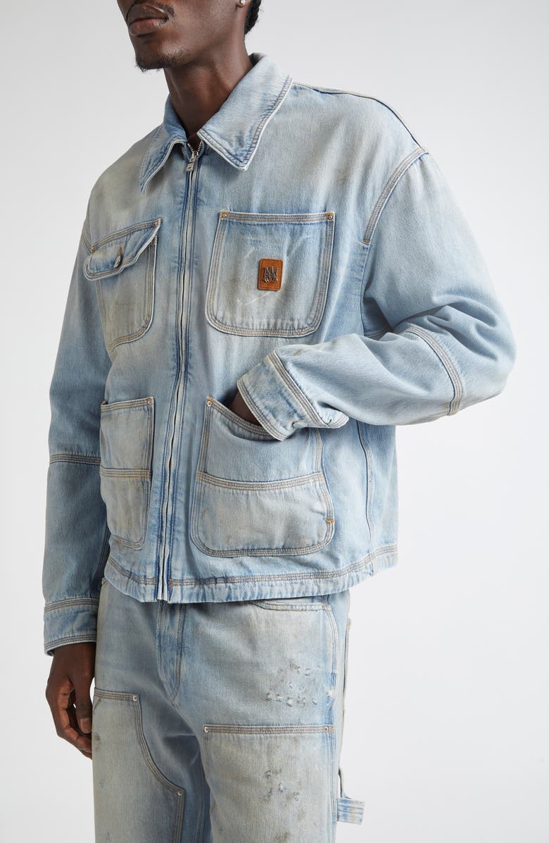 AMIRI Lightweight Denim Work Jacket, Alternate, color, Perfect Antique Indigo