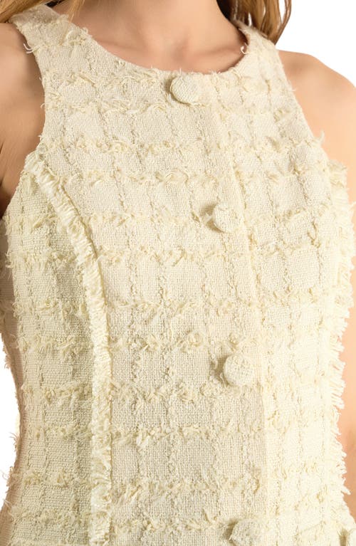 Endless Rose Fringe Tweed Minidress In Ivory