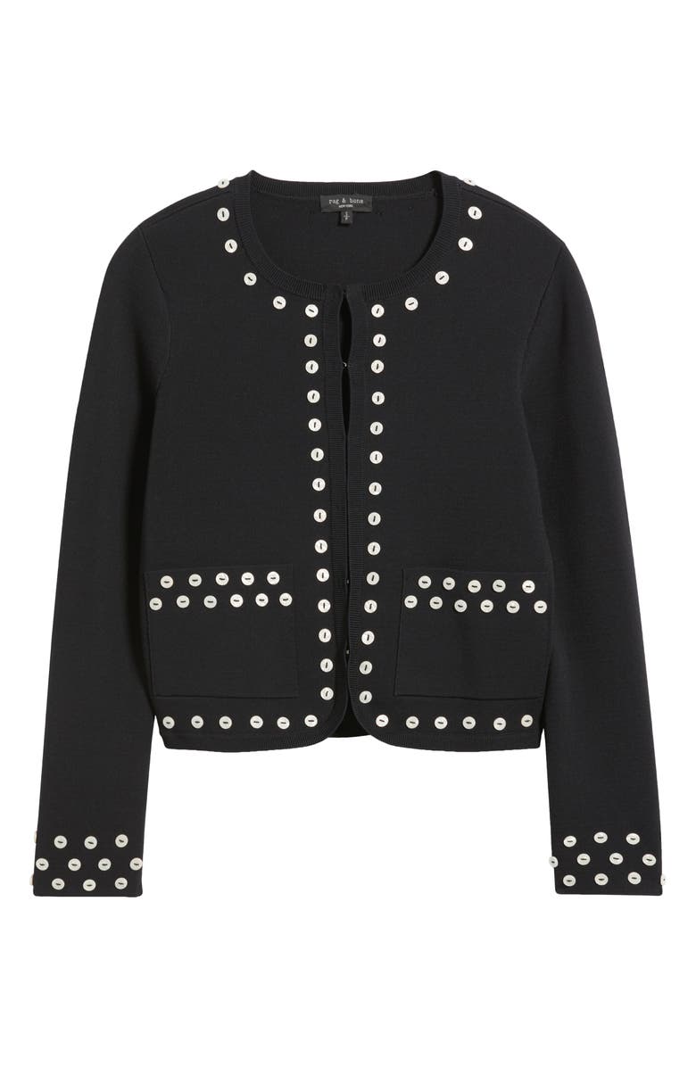 rag & bone Melo Shell Detail Boxy Cardigan, Alternate, color, Black