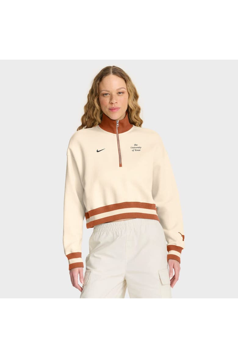 Women's Nike Tan Texas Longhorns Legacy Half-Zip Sweatshirt, Main, color, Cream