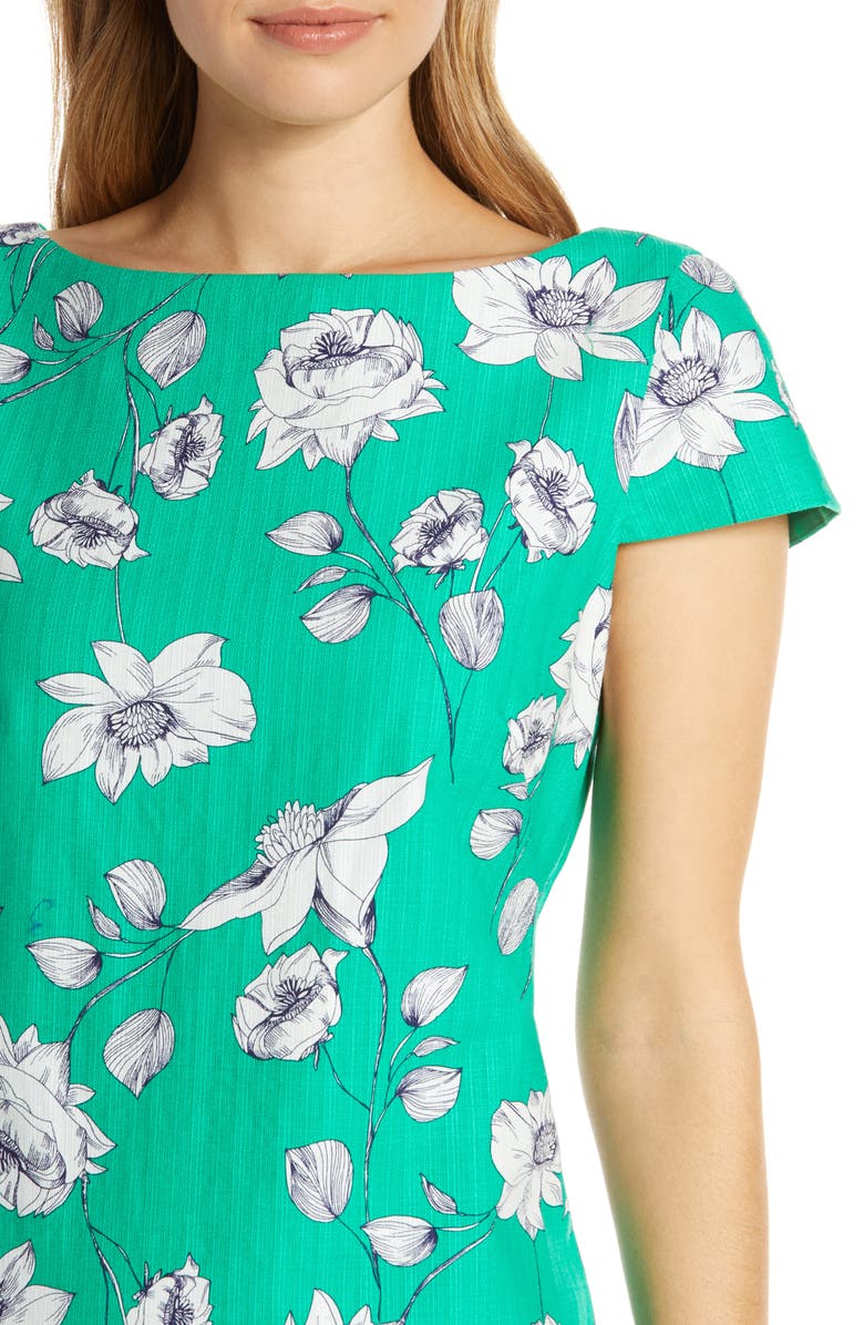 Eliza J Floral Print Stretch Cotton Shift Dress, Alternate, color, 