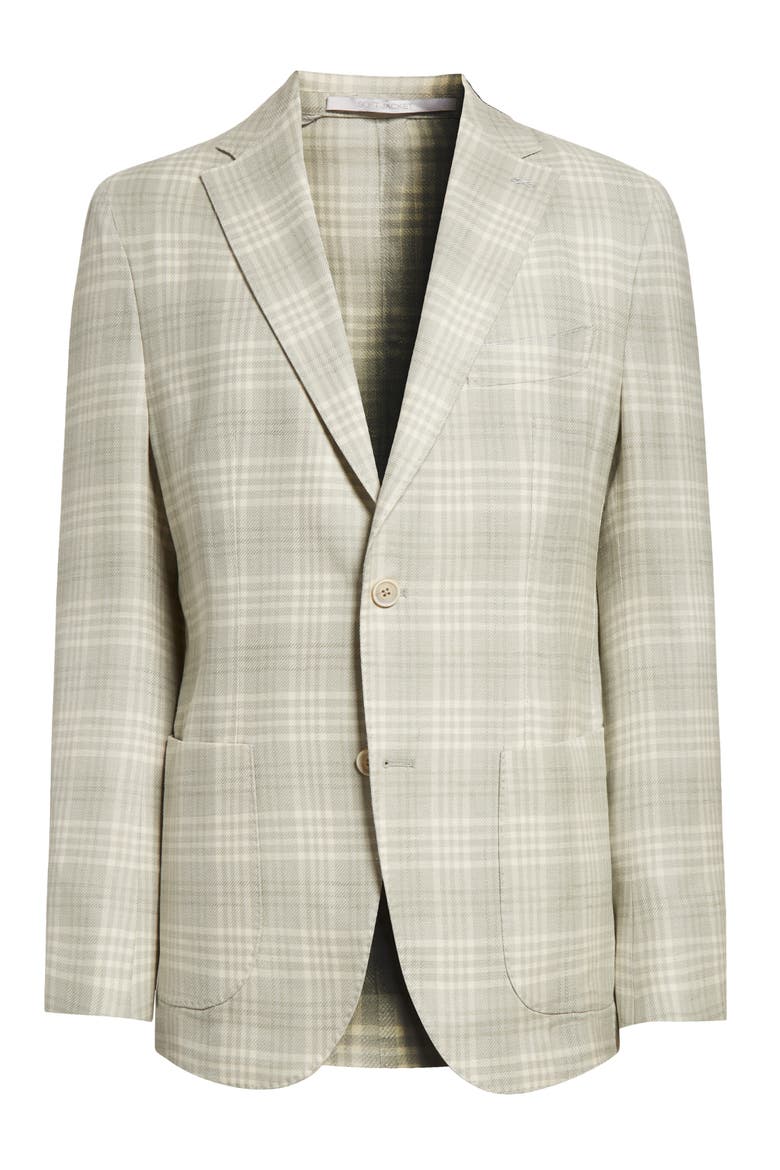Unstructured Plaid Linen & Wool Blend Sport Coat, Alternate, color, MILITARY GREEN