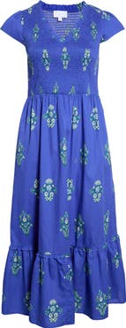 SUGARLIPS Haline Liora Smocked Floral Cotton Dress