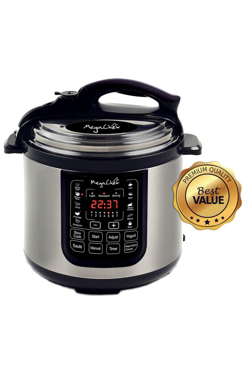 Megachef 8 Quart Digital Pressure Cooker with 13 Pre-set Multi Function Features, Alternate, color, Grey