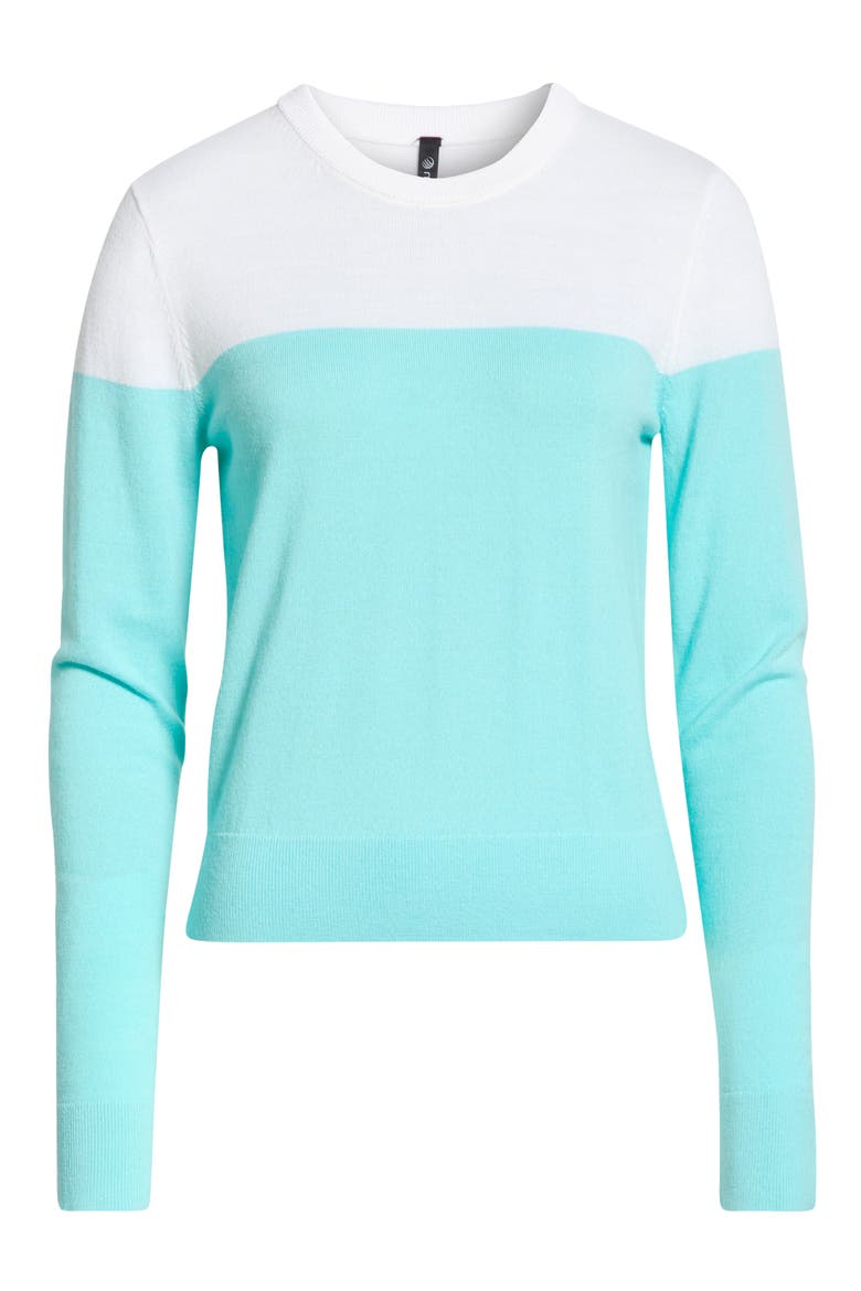 Merino Wool Blend Sweater, Alternate, color, LIMPET/ BRILLIANT WHITE