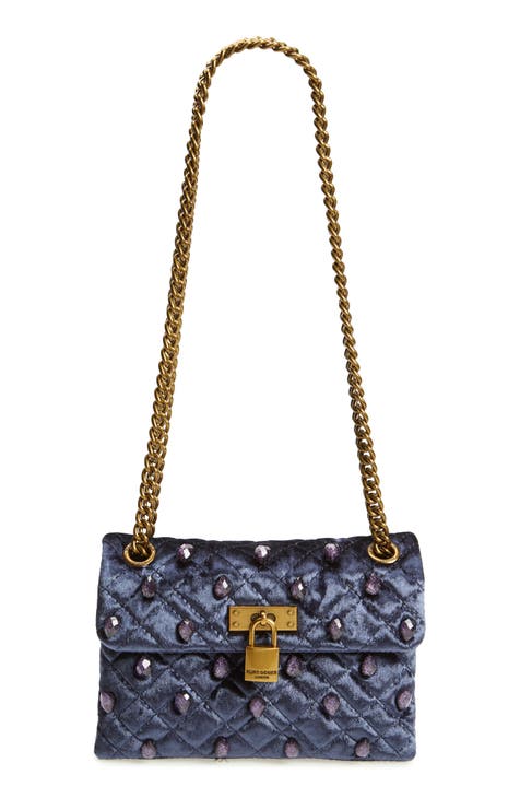 Mini Brixton Croc Embossed Velvet Shoulder Bag