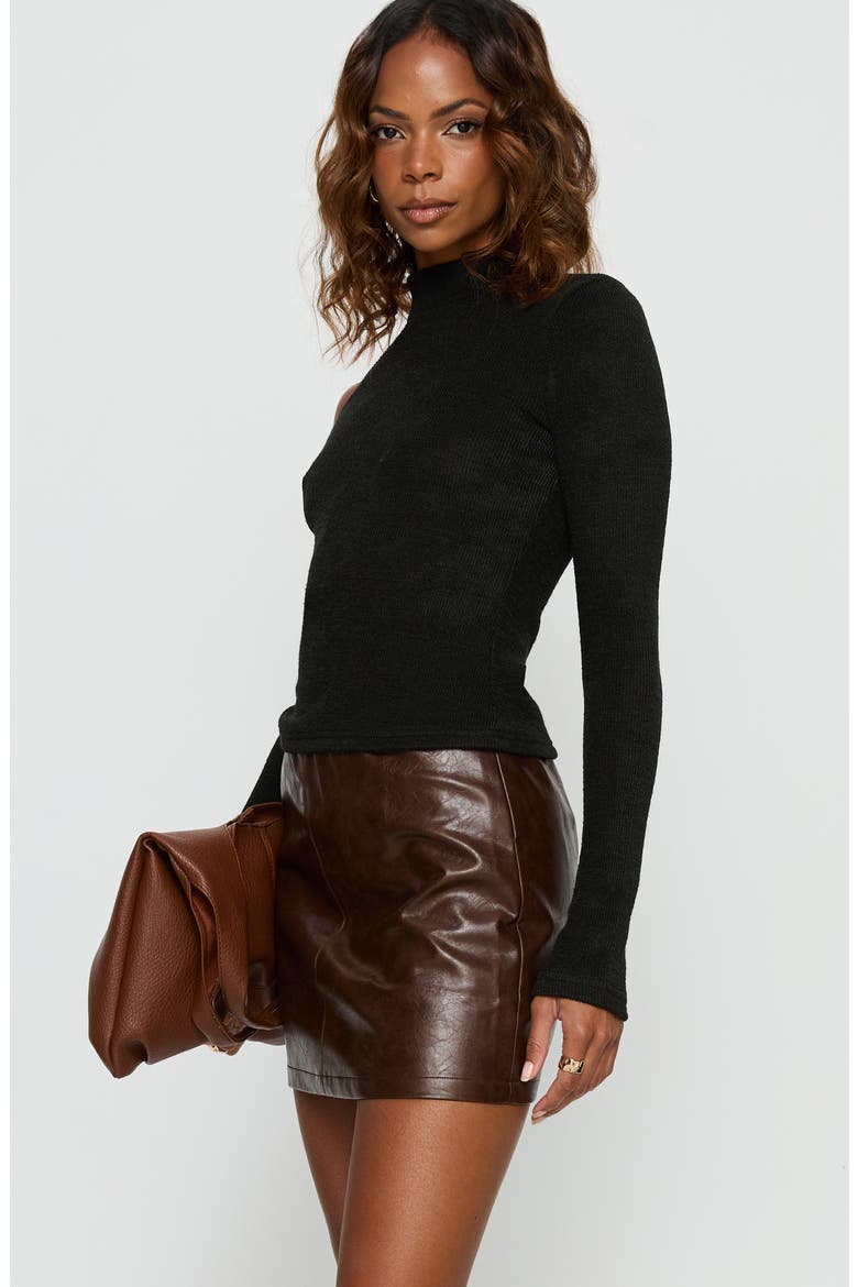 Normana Cold Shoulder Funnel Neck Knit Top, Alternate, color, BLACK