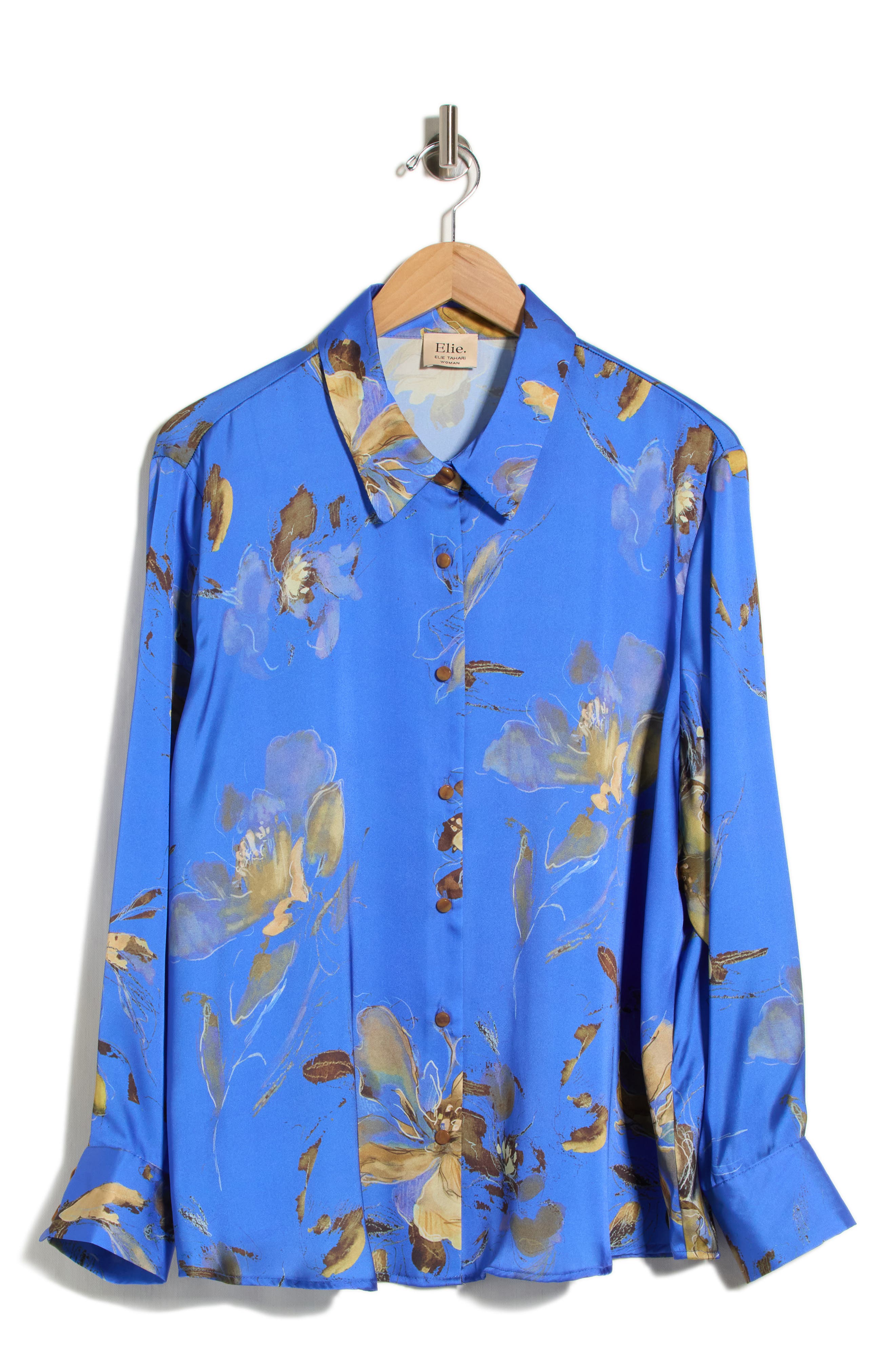 selected BLUE/ BROWN ABSTRACT FLORAL