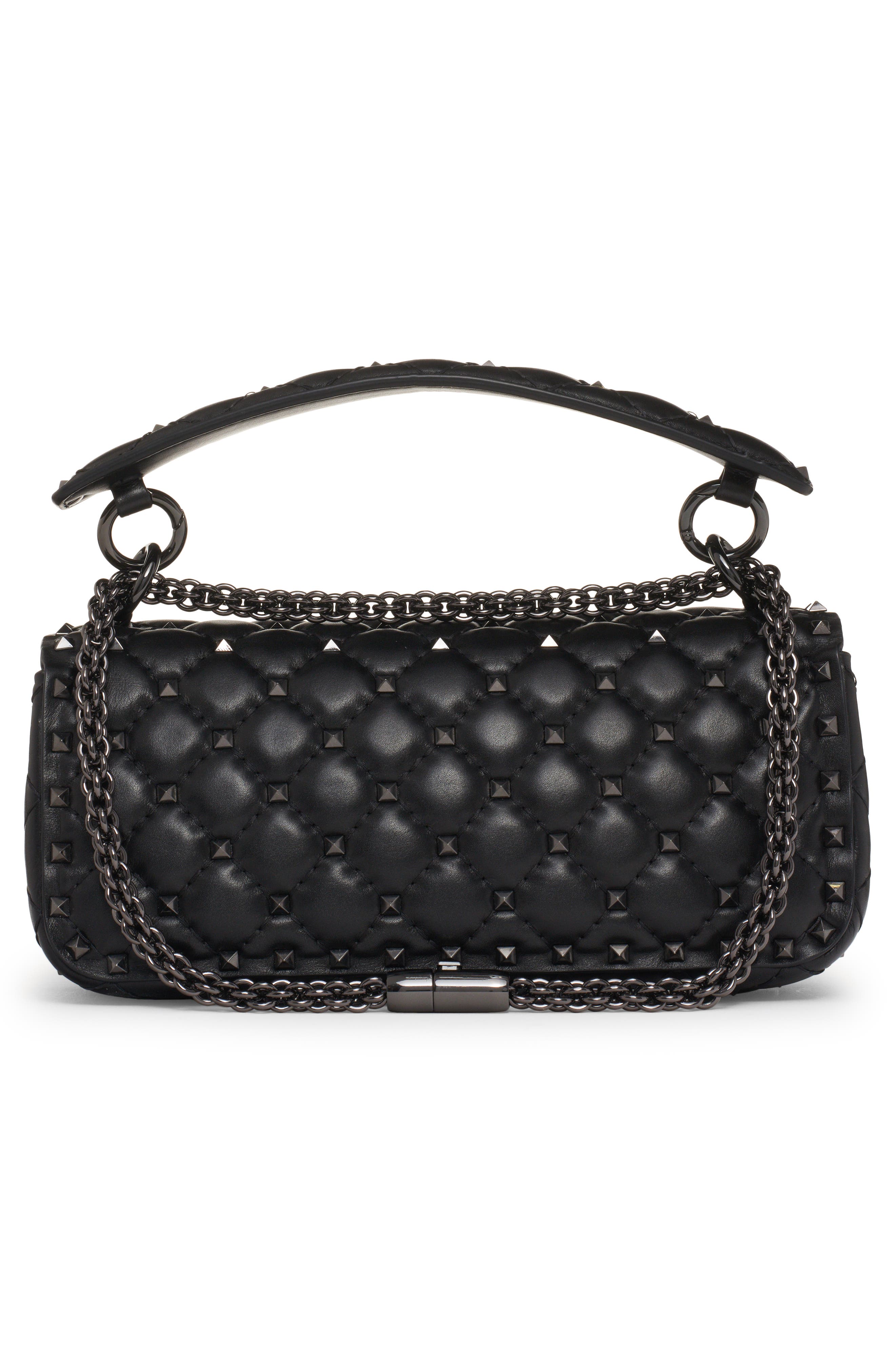 Valentino Garavani Small Rockstud Spike Leather Shoulder Bag, Alternate, color, 