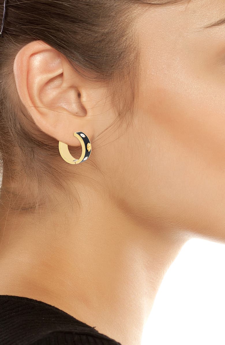 Kurt Geiger London Eagle Enamel Huggie Hoop Earrings, Alternate, color,