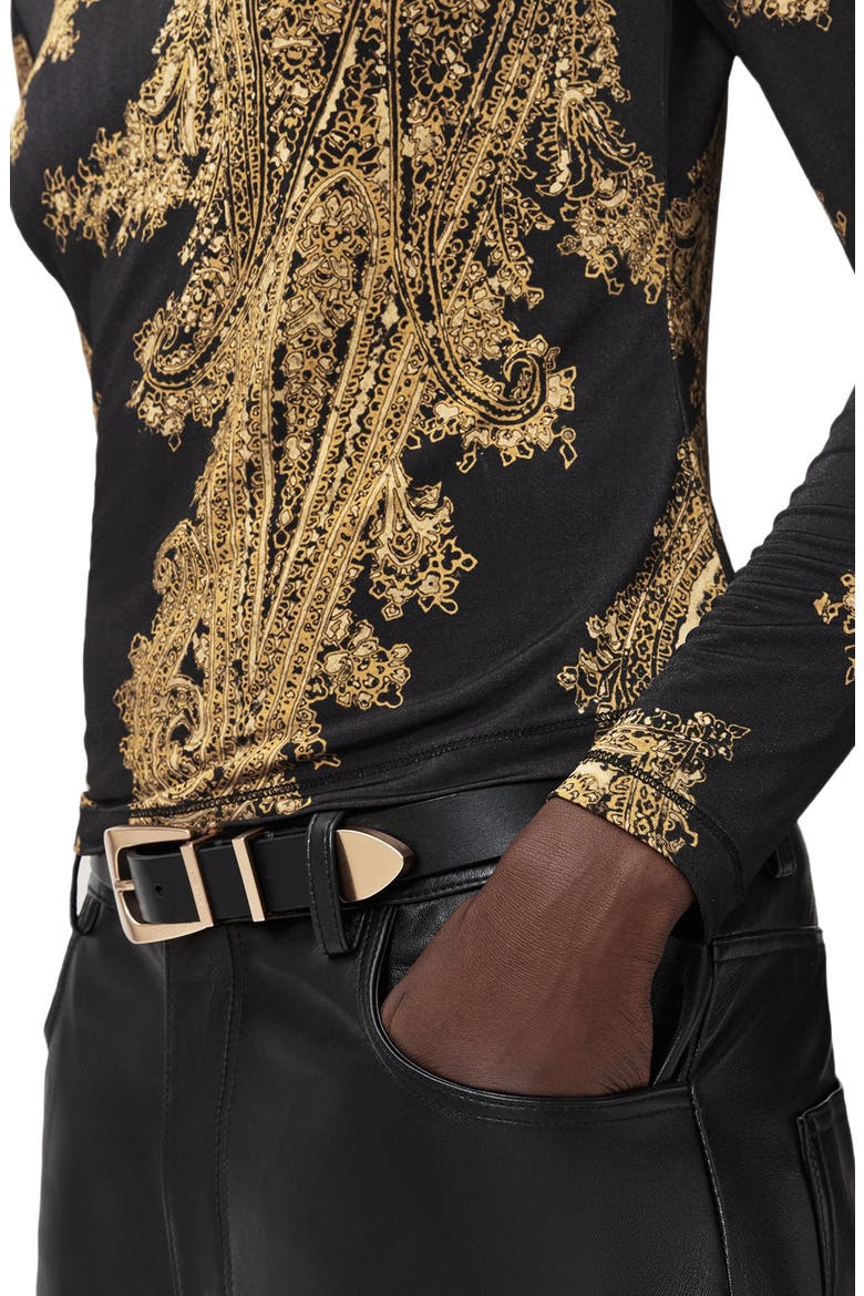 Katlyn Paisley Print Knit Top, Alternate, color, ELLA BLACK