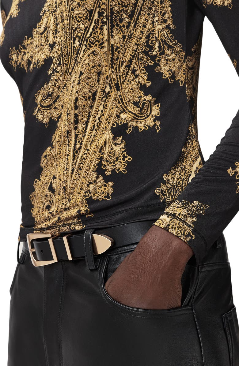AllSaints Katlyn Paisley Print Knit Top, Alternate, color, Ella Black