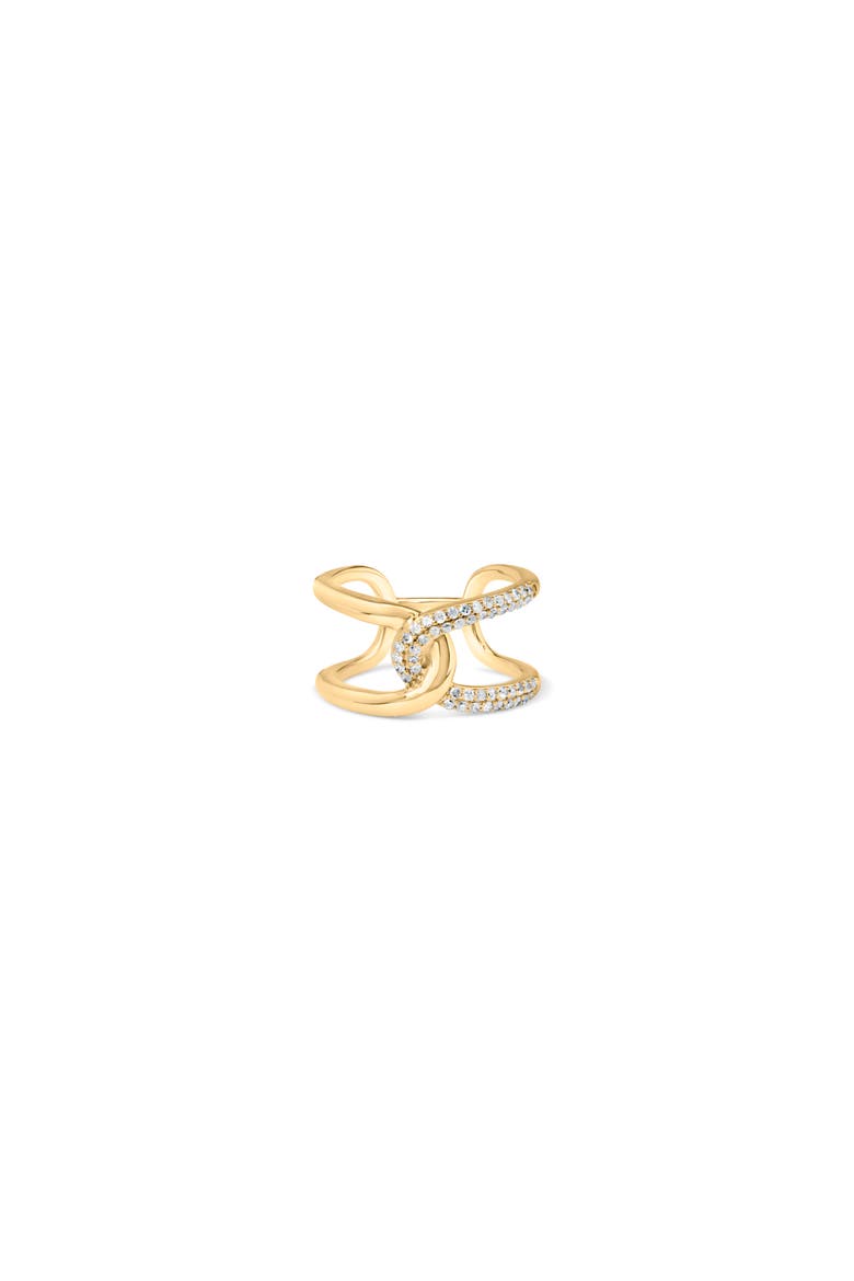 18K Yellow Gold Plated Sterling Silver 1/4 Ctw Diamond Open Crossover Band Ring, Alternate, color, Yellow Gold over Silver