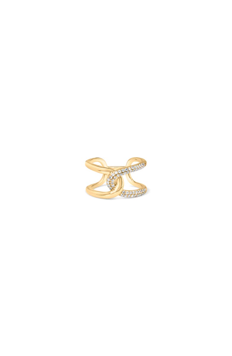 Haus of Brilliance 18K Yellow Gold Plated Sterling Silver 1/4 Ctw Diamond Open Crossover Band Ring, Alternate, color, Yellow Gold Over Silver