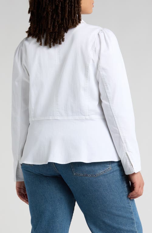 Wit & Wisdom Denim Peplum Jacket In Optic White