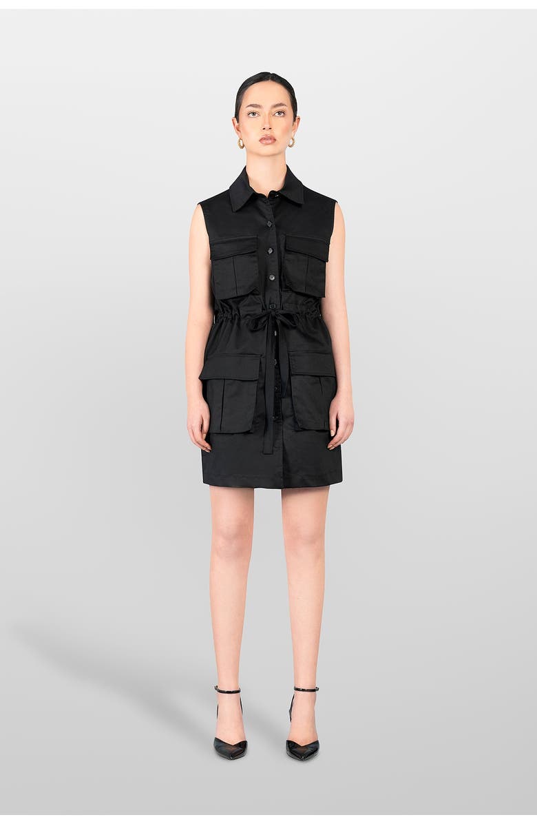 LAURA APARICIO Sahariana Cotton Dress, Main, color, Black