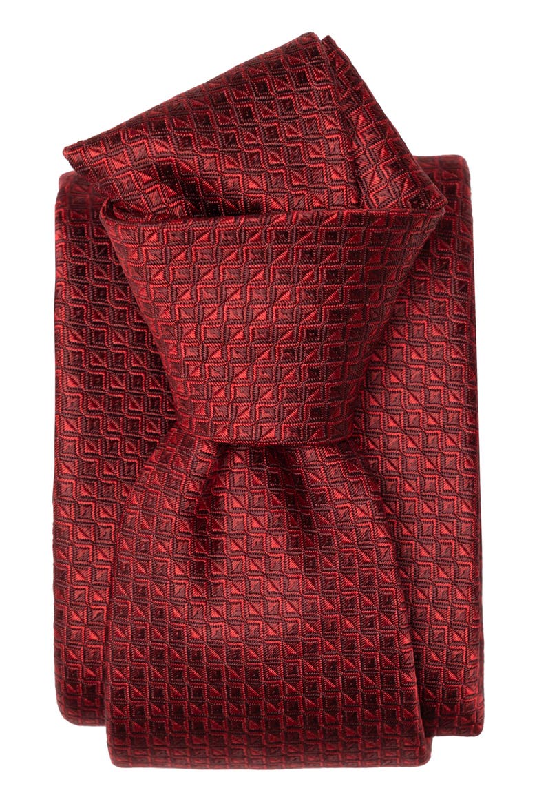 Brunelli - Silk Jacquard Tie for Men, Alternate, color, Ruby Red