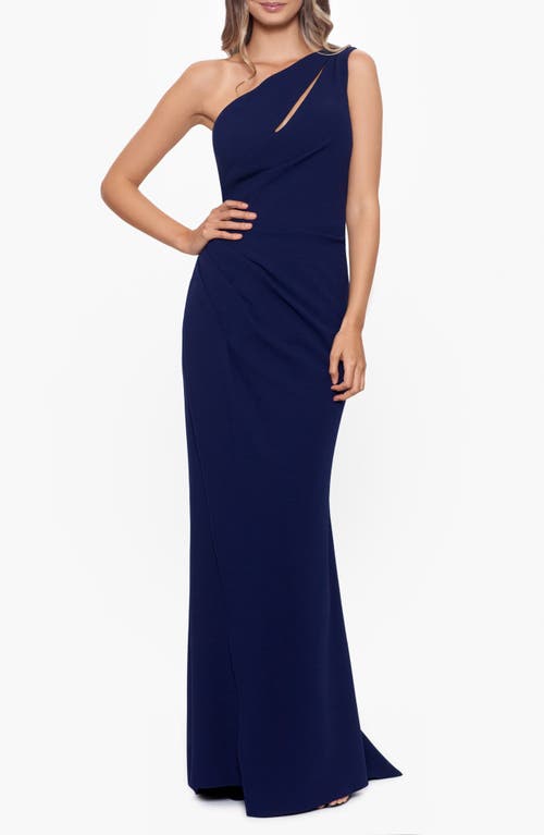 Betsy & Adam Cutout One-Shoulder Gown in Night 