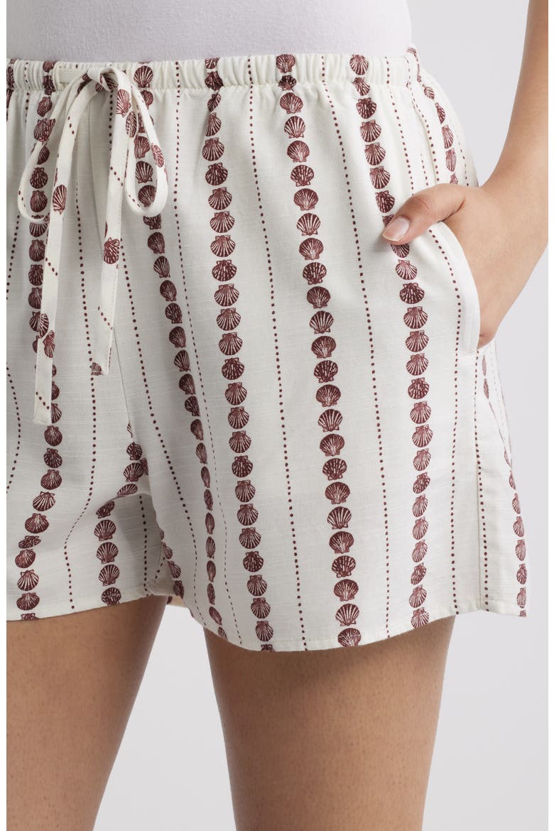 Shell Print Drawstring Shorts, Alternate, color, SEASHELL STRIPE