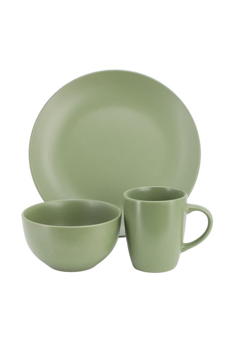 Everyday Plus 12 Piece Round Stoneware Dinnerware Set, Alternate, color, Green