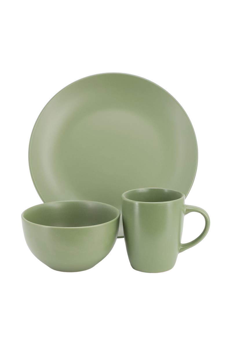 Gibson Home Everyday Plus 12 Piece Round Stoneware Dinnerware Set, Alternate, color, Green