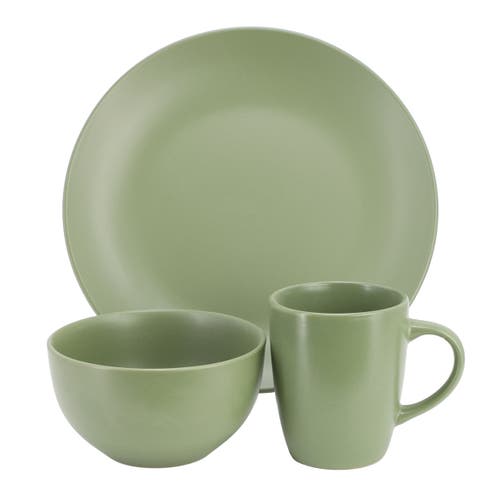 Gibson Home Everyday Plus 12 Piece Round Stoneware Dinnerware Set In Green