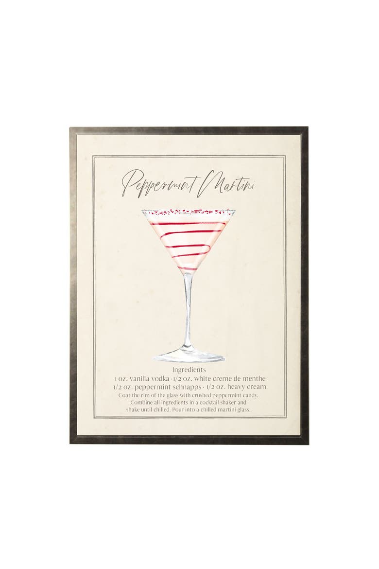 Watercolor Peppermint Martini Cocktail and Recipe, Main, color, Ivory / Red