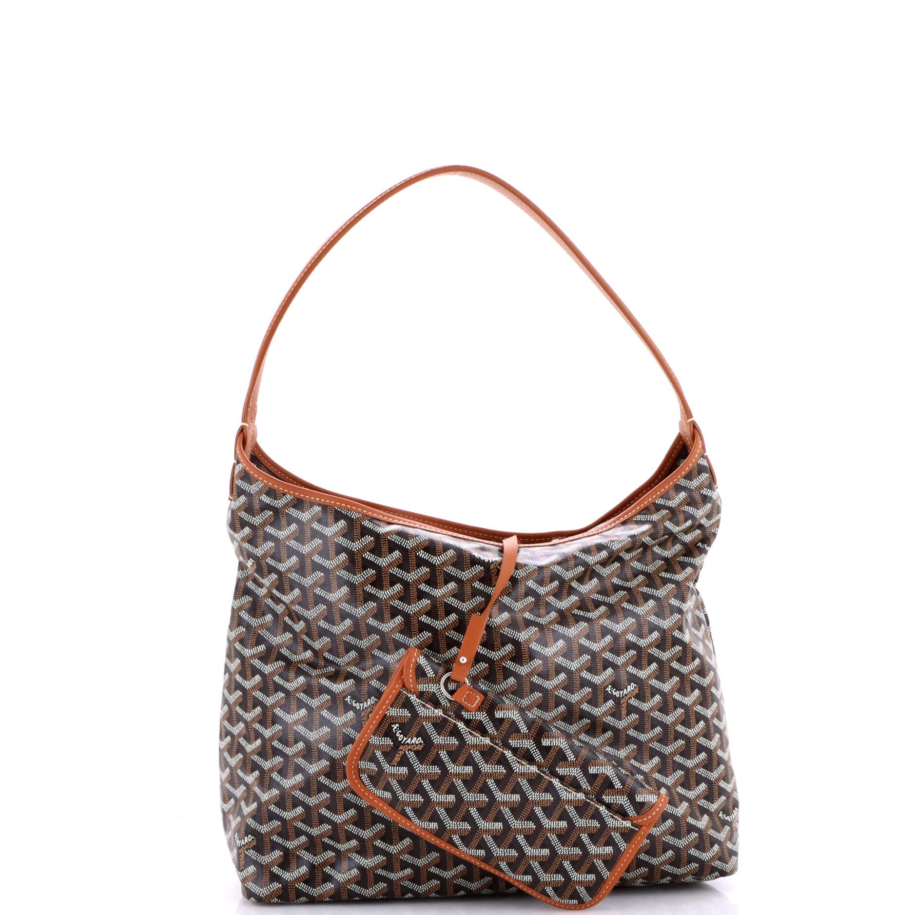 Pre-Owned Goyard Boheme Hobo Coated Canvas, Alternate, color, Brown