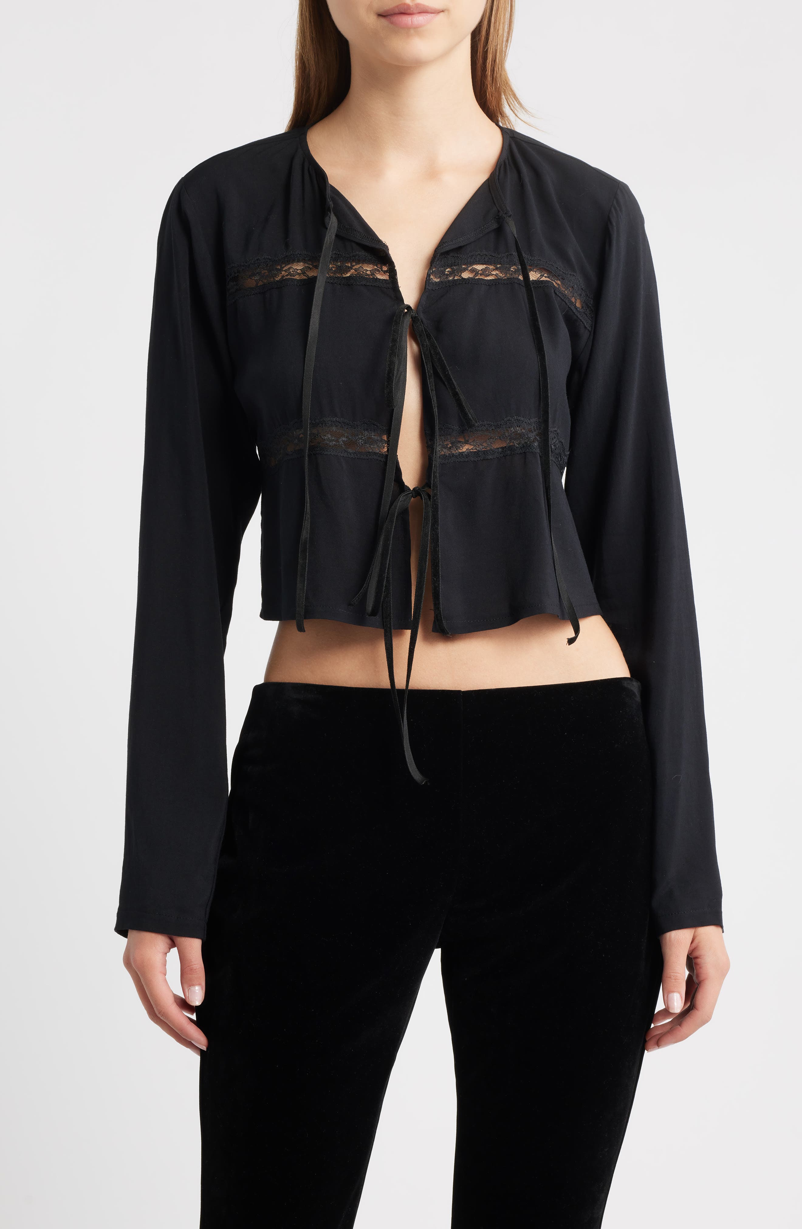 Bella Venice The Camille Lace Inset Tie Front Top