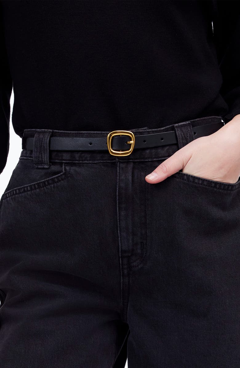 Madewell Puffy Buckle Skinny Leather Belt, Alternate, color, True Black