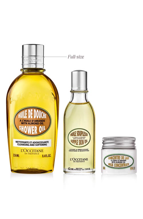 L'occitane Softening Almond Trio Gift Set $76 Value In Transparent