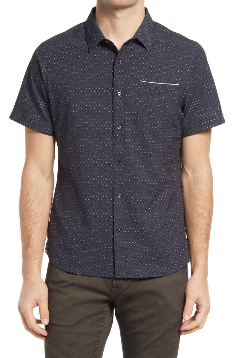 7 Diamonds Digital Dash Performance Short Sleeve Button-Up Shirt, Main, color, 