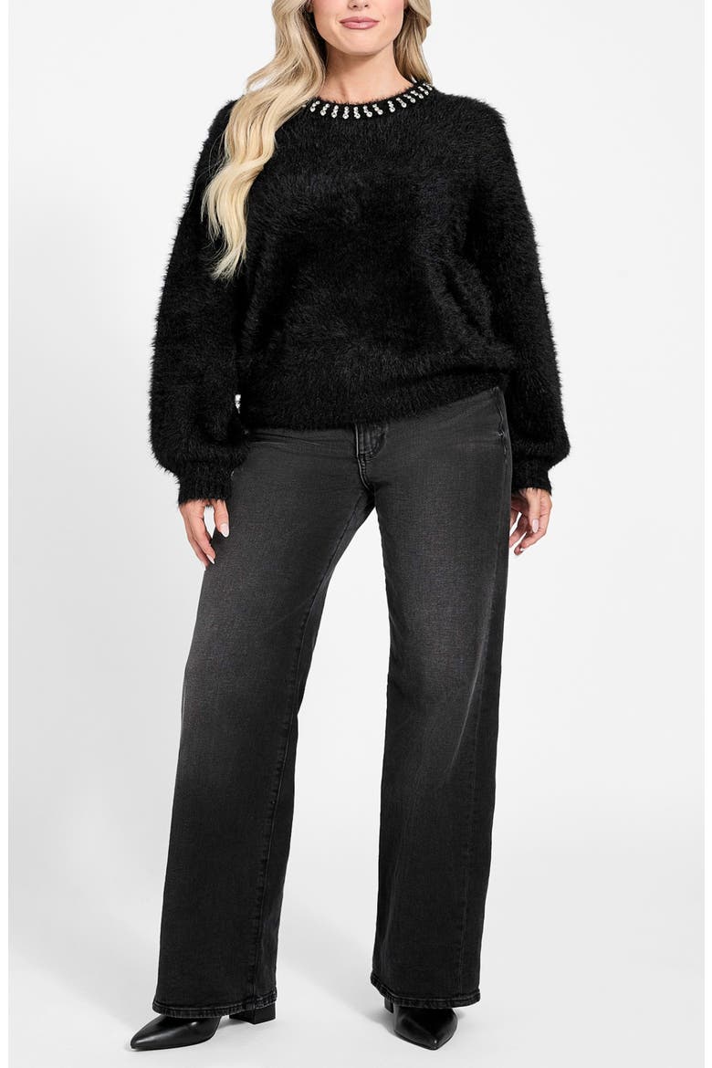 Arisa Rhinestone Accent Crewneck Sweater, Alternate, color, BLACK-BLACK