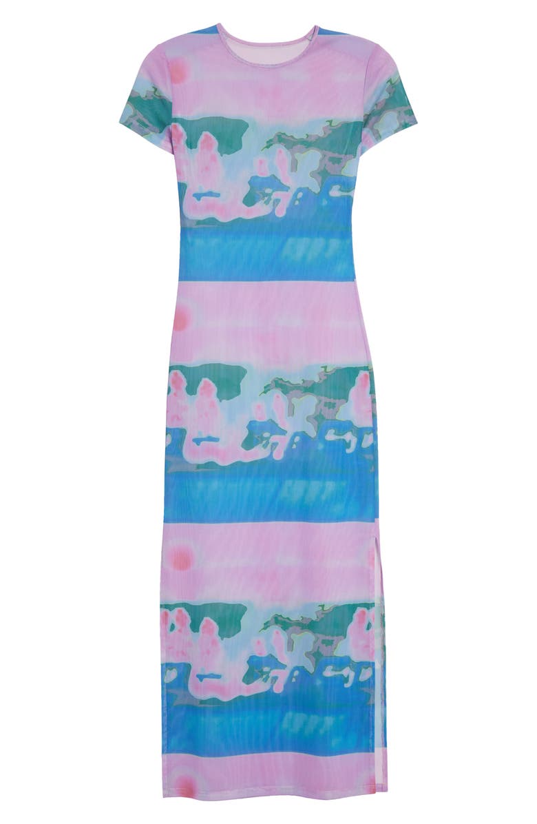 Miaou Billie Thermal Pastel Print Sheer Mesh Midi Dress, Alternate, color,