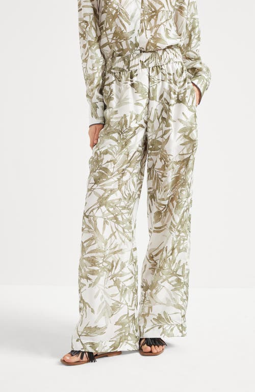 Shop Brunello Cucinelli Herbarium Print Pyjama Trousers In Green