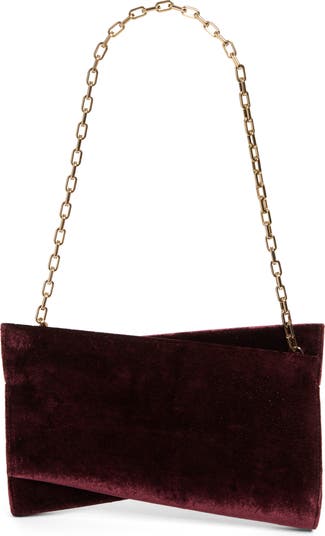 Nine west top maroon velveteen clutch.