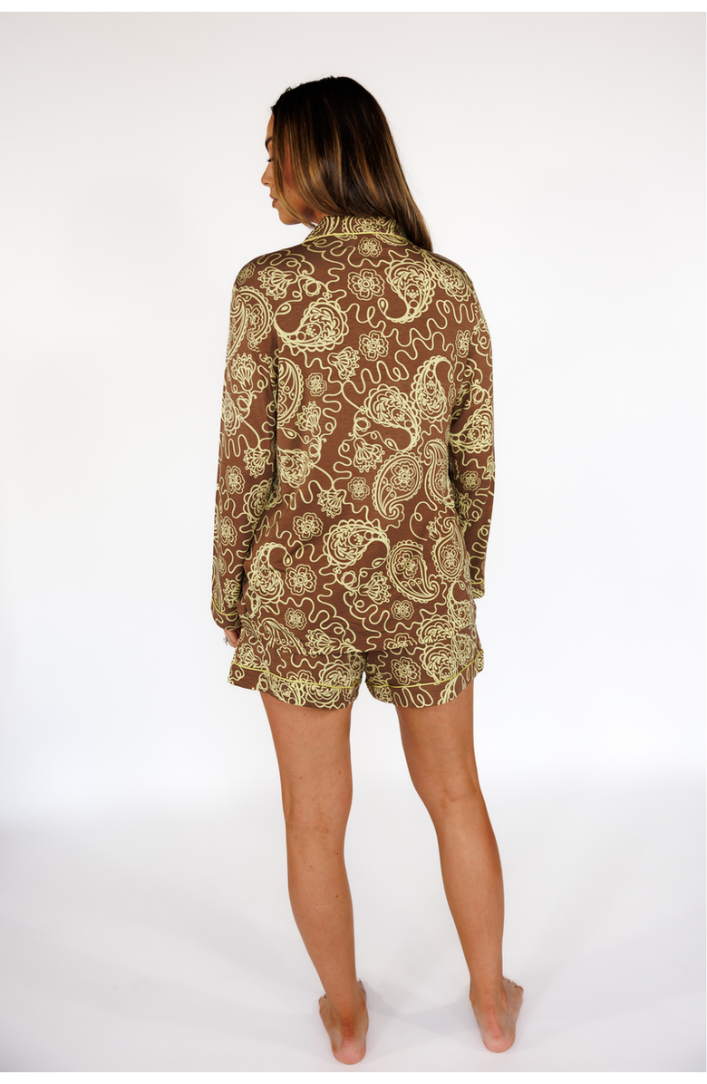 In My Sundays Long Sleeve & Short Pajama Set, Alternate, color, Chartreuse Mirage