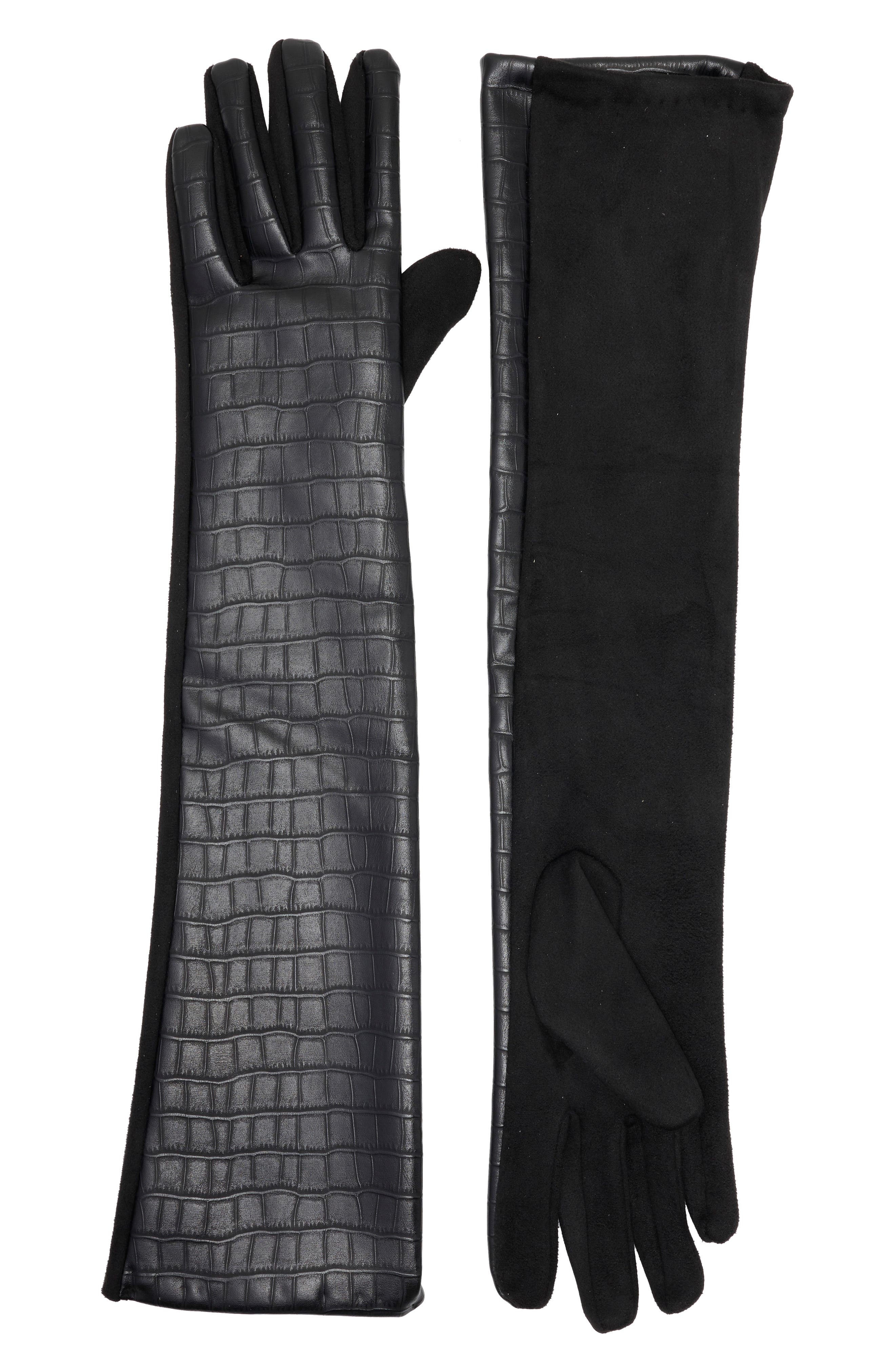 Croc Embossed Long Stretch Gloves