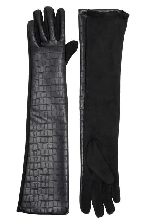 Croc Embossed Long Stretch Gloves