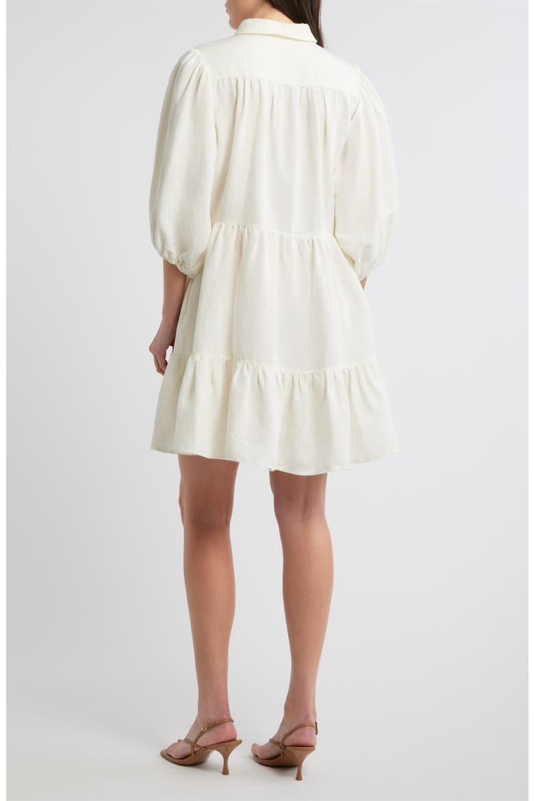 Linen Blend Balloon Sleeve Dress, Alternate, color, SOFT CREAM