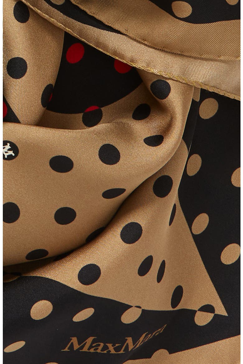Polka Dot Silk Scarf, Alternate, color, CAMEL