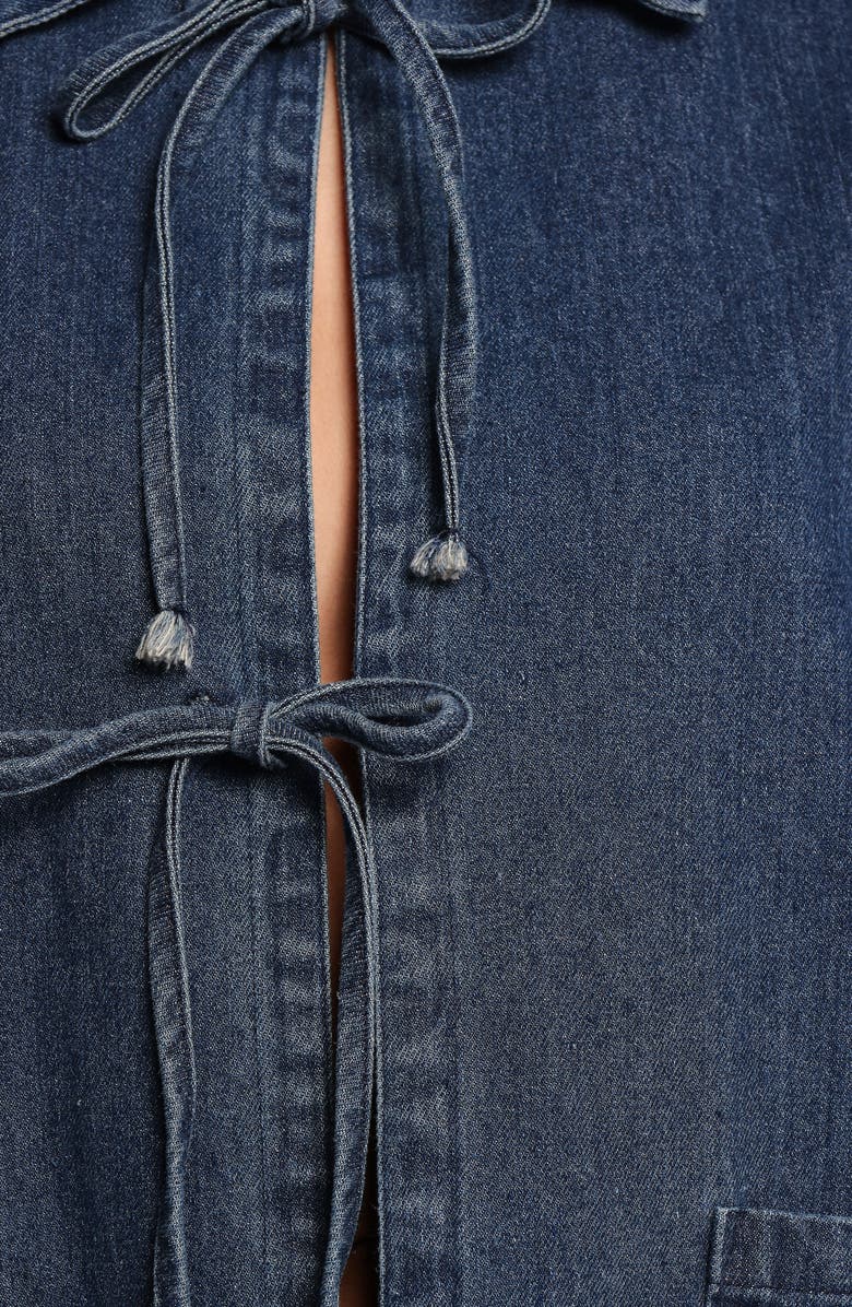 Petal & Pup Avon Bow Front Denim Shacket, Alternate, color, Denim