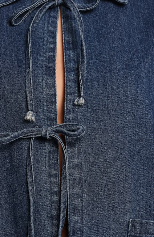 Petal And Pup Petal & Pup Avon Bow Front Denim Shacket In Blue