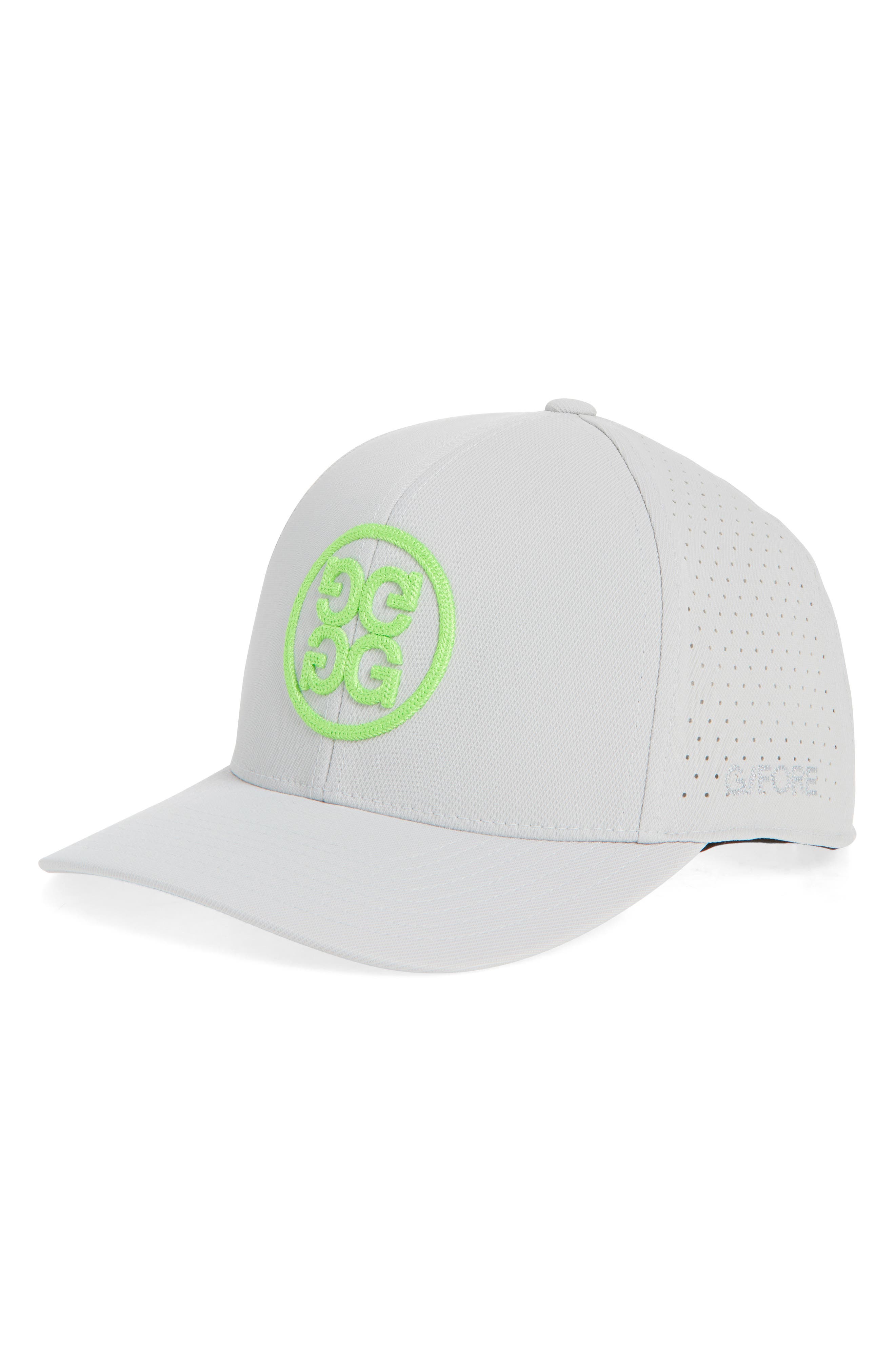 G/fore Chainstitch Circle Perforated Adjustable Baseball Cap In Nimbus/ Green