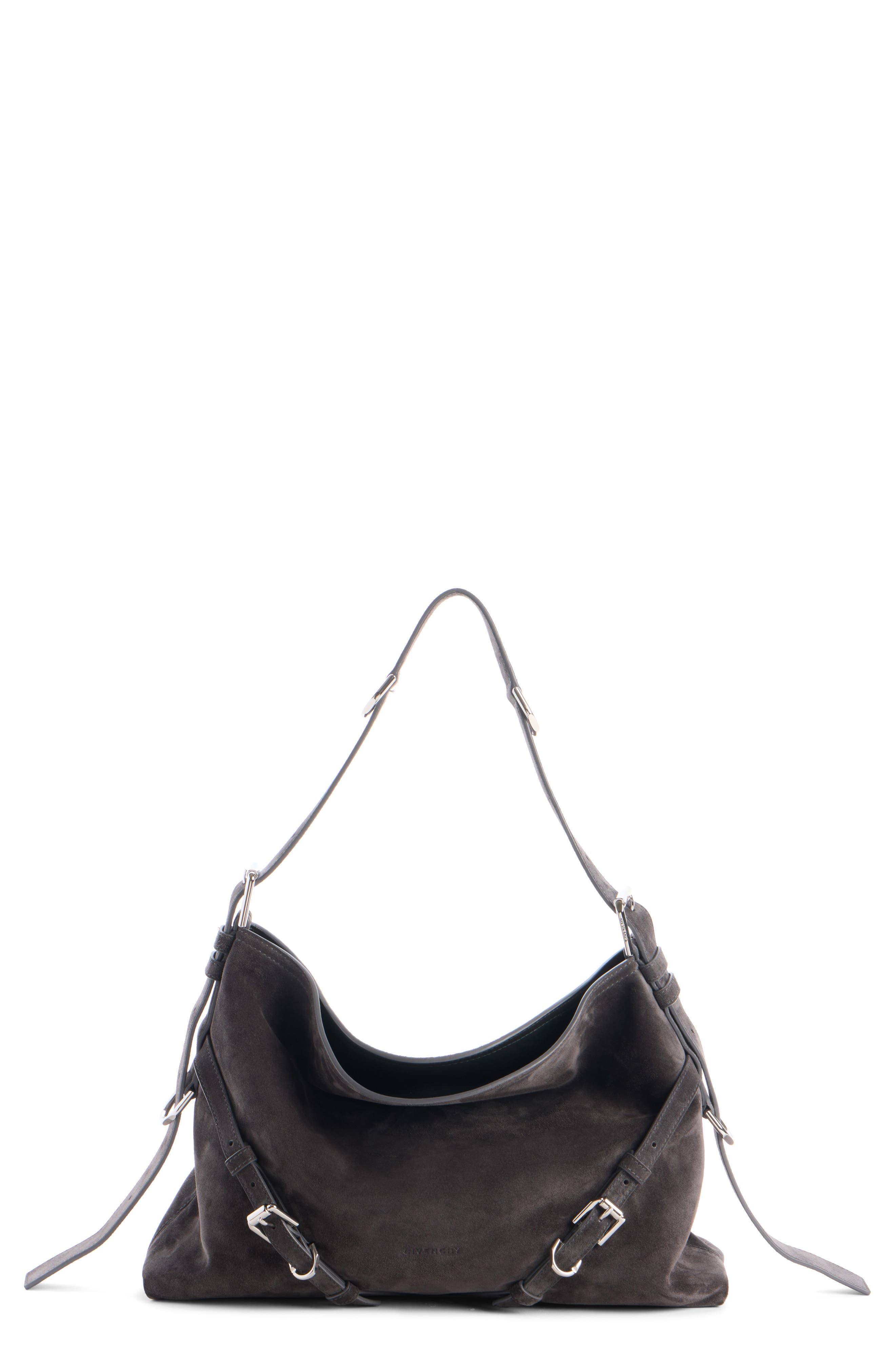 Givenchy Large Voyou Suede Shoulder Bag, Main, color, 001-Black