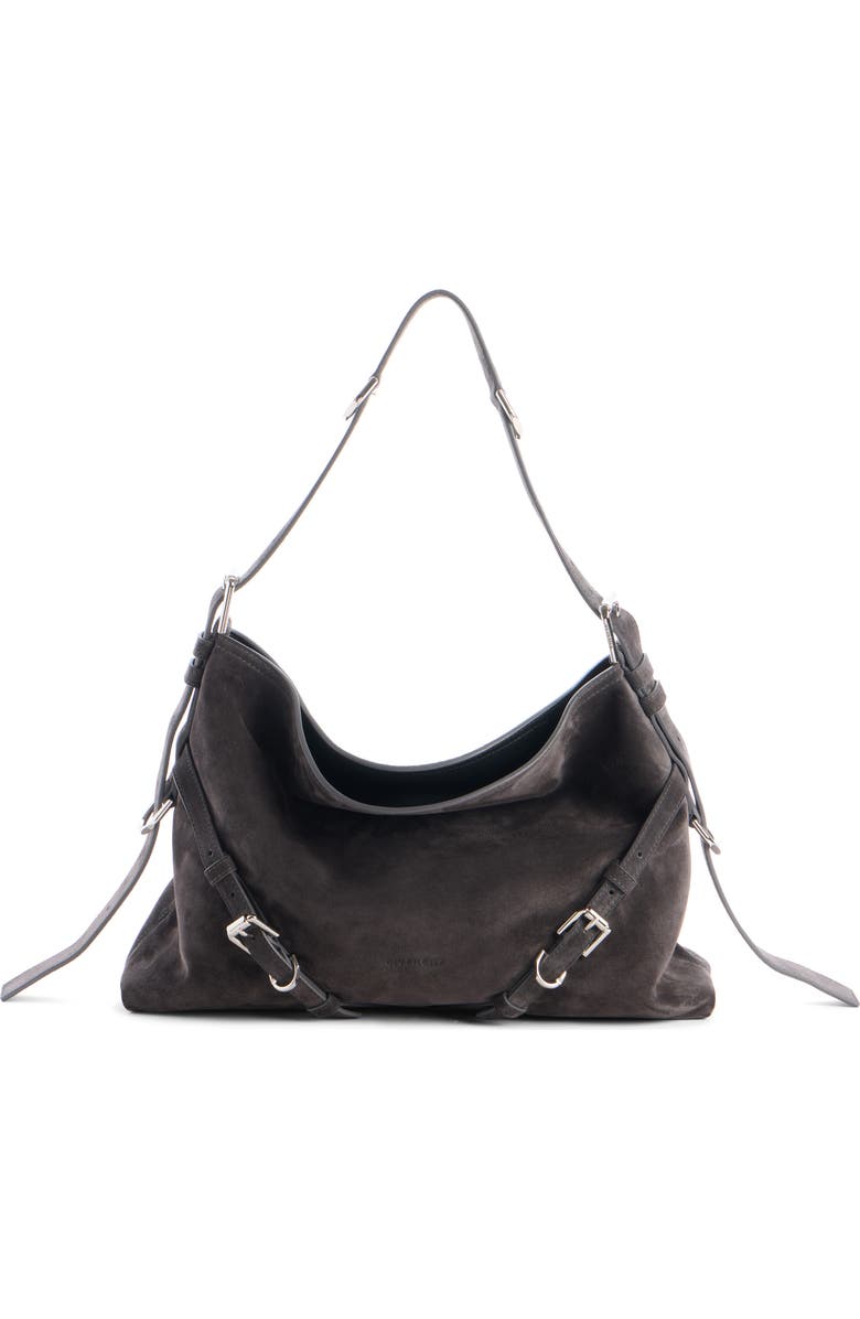 Givenchy Large Voyou Suede Shoulder Bag, Main, color, 001-Black