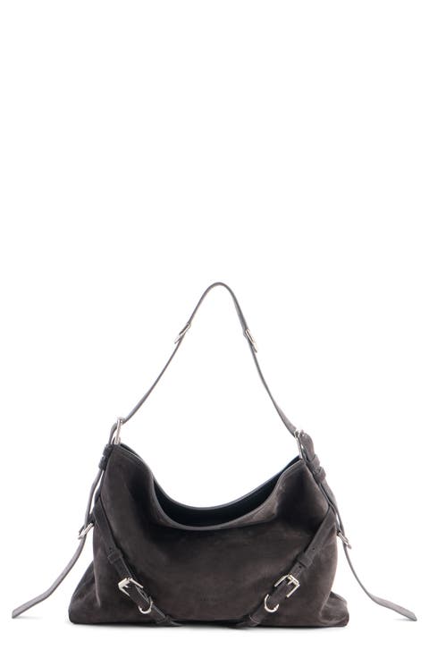 Large Voyou Suede Shoulder Bag