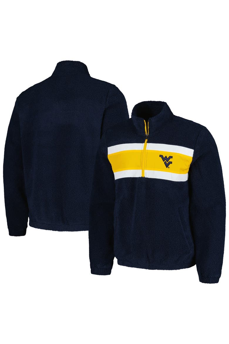 Men's G-III Sports by Carl Banks Navy West Virginia Mountaineers Pinch Runner Half-Zip Top, Main, color, Navy
