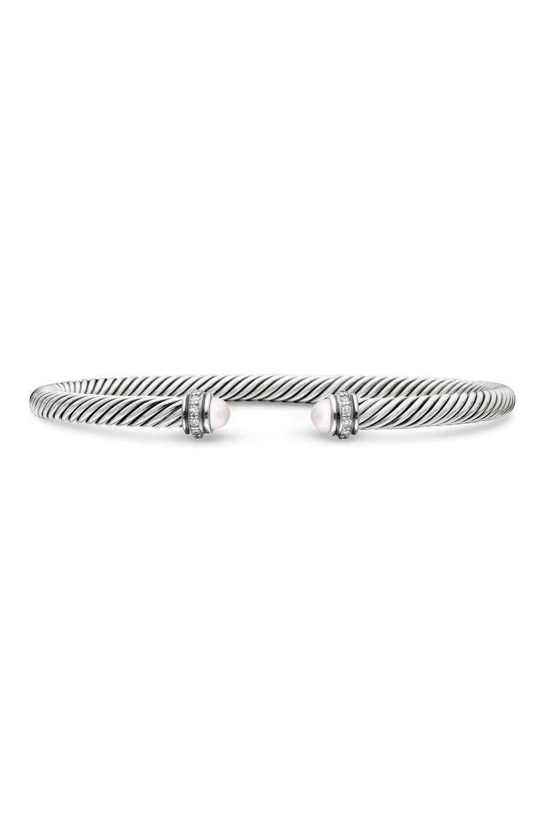 Cable Classic Bracelet with Semiprecious Stones & Diamonds, 4mm, Main, color, SILVER PAVE
